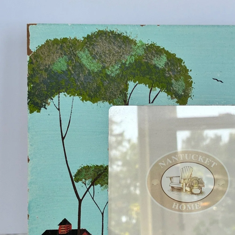 Nantucket Home Photo Frame 5x7 Wood Farmhouse Folk Art Country Rustic Pastoral